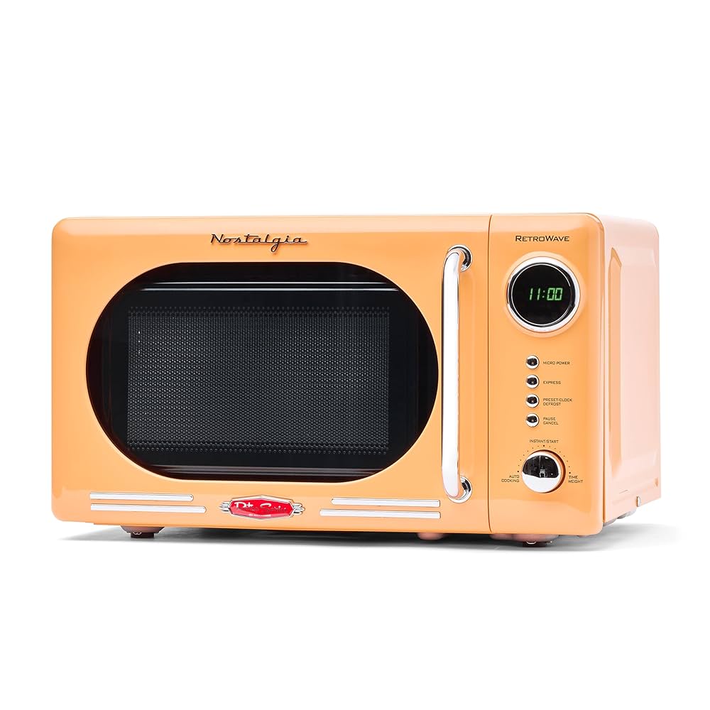 Nostalgia Retro Compact Countertop Microwave Oven 0.7 Cu. Ft